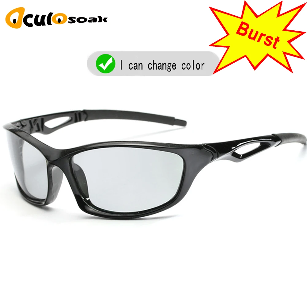 Фотохромные солнцезащитные очки мужские Поляризованные Хамелеон обесцвечивание солнцезащитные очки на открытом воздухе UV400 квадратные очки для вождения - Цвет линз: B1003