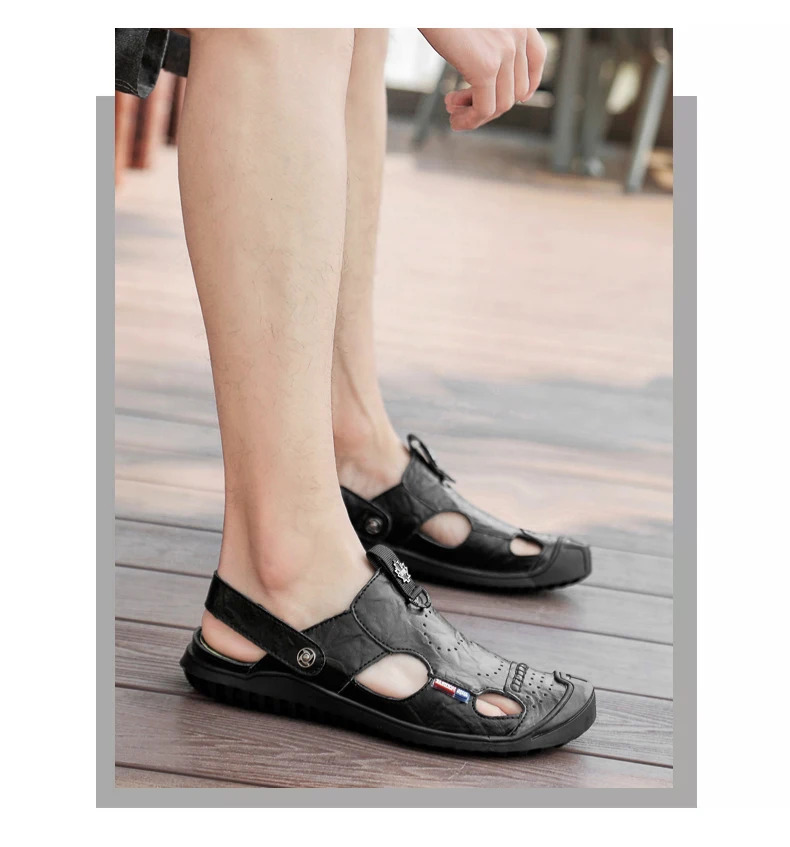 WOLFANT New two-layer Leather Sandals outdoor low-top Sandals man sandals zapatillas de plataforma verano