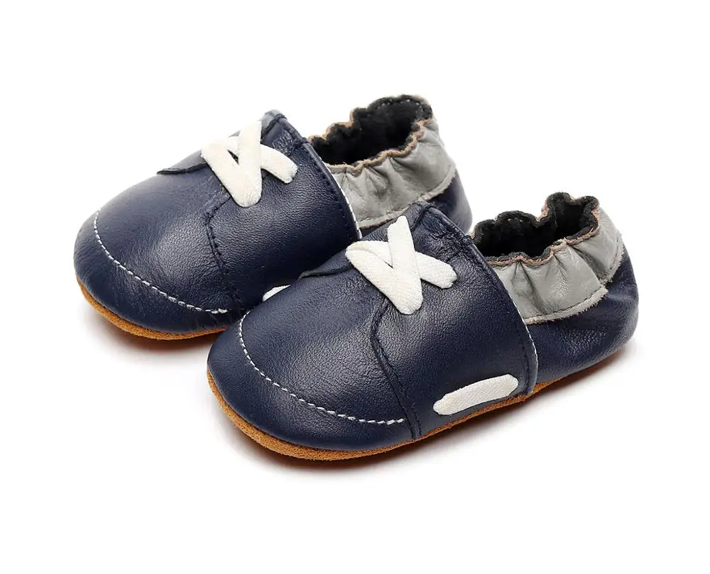 dark blue Модная стильная детская обувь из натуральной кожи; мокасины для новорожденных мальчиков и девочек; Мягкая Обувь На Шнуровке; нескользящая обувь для малышей - Цвет: dark blue