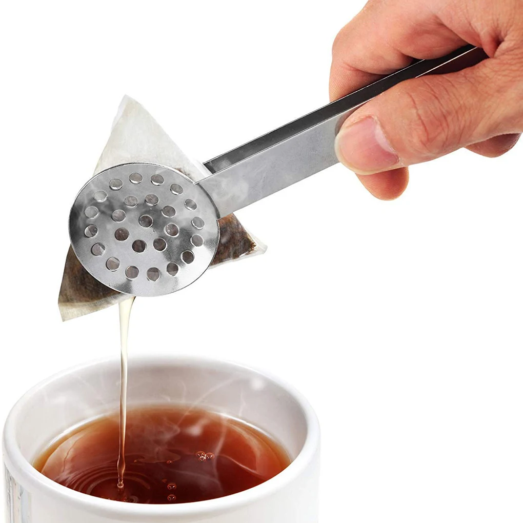 Presse-sachet de thé 2 pièces en acier inoxydable herbe citron pinces alimentaires pince à sucre pince à filtre multifonctionnelle outils de préhension pratiques pour cuisine bar café 