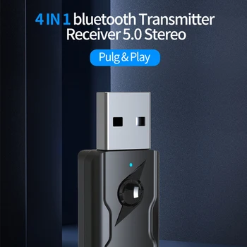 

Portable Bluetooth 5.0 Transmitter 4-In-1 Black Bluetooth 5.0 ReceiverWireless Car USB Bluetooth Adapter Receiver Transmitter