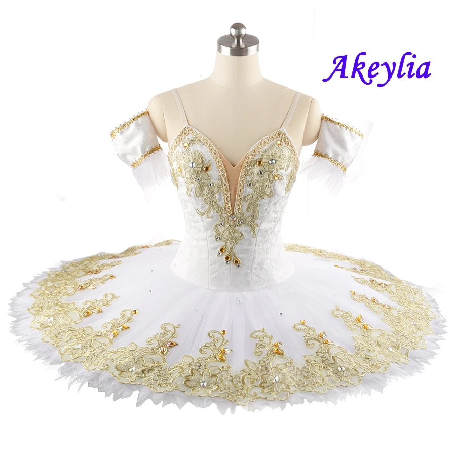 White Gold Fairy Doll Professional Pancake tutu Jagged tulles Platter Performance Tutus for Women Classical Ballet Stage Costume