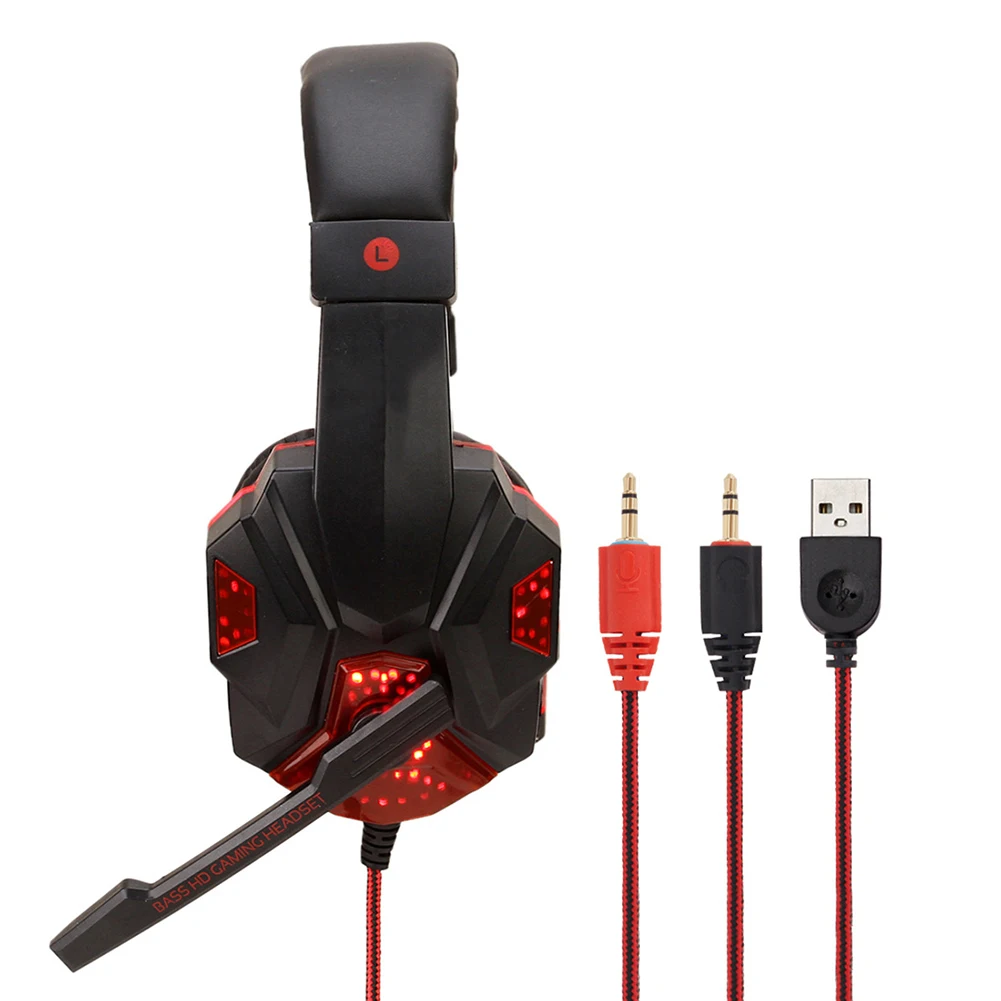 PC Gamer Headset 3 5mm USB Computer Headset Headphone with Microphone LED Light Stereo Headset For PS4 Laptop Gamer