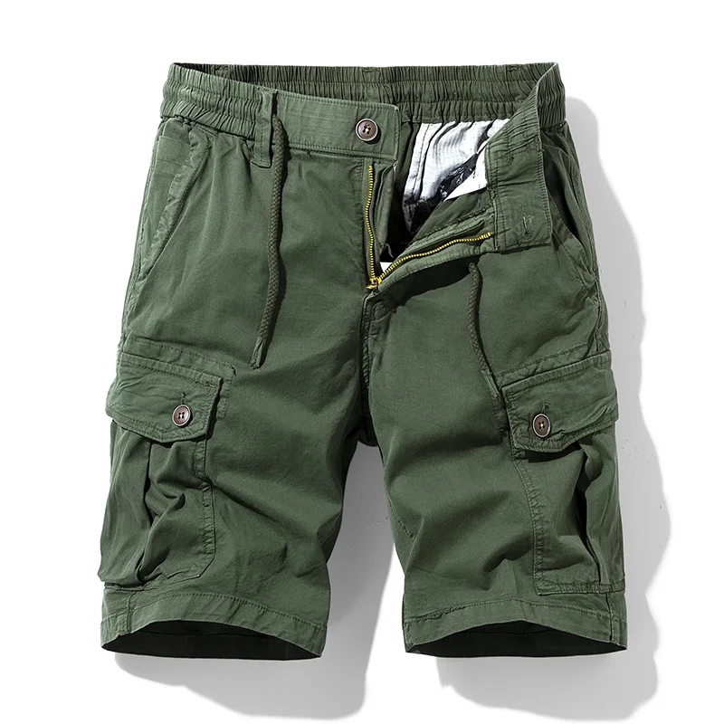 Men Summer New Premium Stretch Tactical Cotton Cargo Shorts Men Streetwear Pockets Shorts men Casual Fashion Loose Beach Shorts