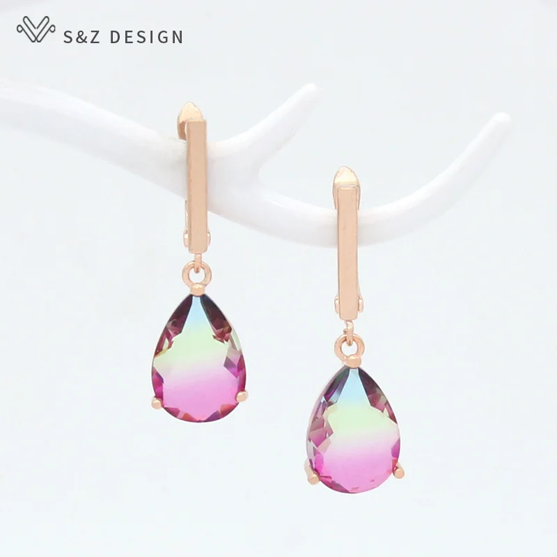 Elegant Imitation Tourmaline Water Drop Dangle Earrings For Women Fashion Wedding Jewelry