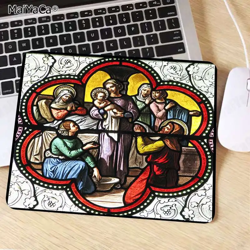 Not Lock Edge25x29cm Красивое аниме maiyaca Иисус, Дева Мария Христос Бог благословит DIY дизайн игровой с узором коврик для мыши резиновый ПК компьютерный игровой коврик - Цвет: Not Lock Edge25x29cm