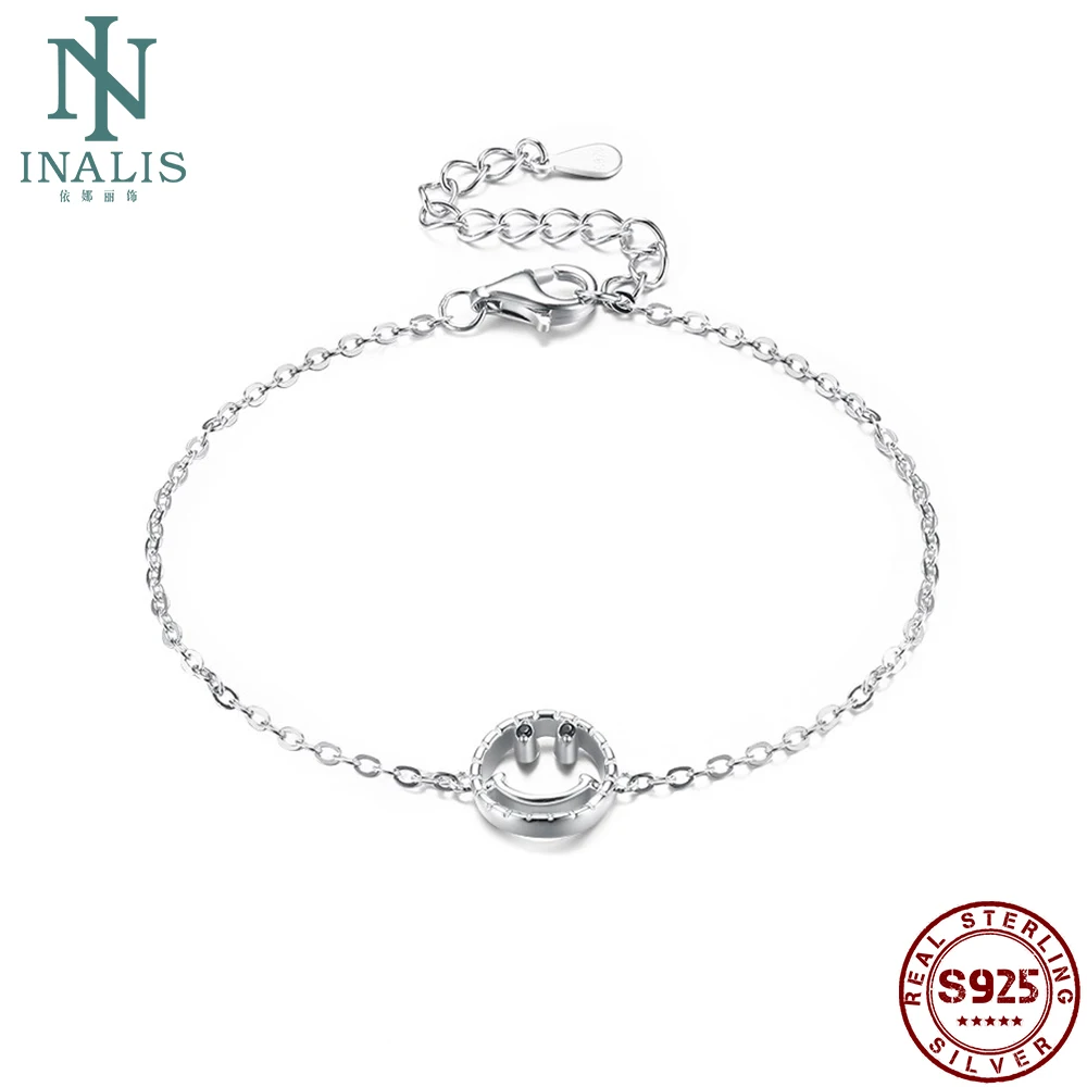 

INALIS 925 Sterling Silver Link Bracelets For Women Smiling Face Link Bracelets Anniversary Fine Jewelry Gift Trend Hot Sale