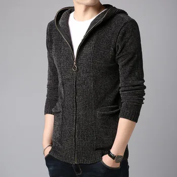 

2019 Brand Sweater Men Autumn Winter Thick Warm Cashmere Wool Cardigan Men Streetwear Fashion Hooded Sweater Coat Men