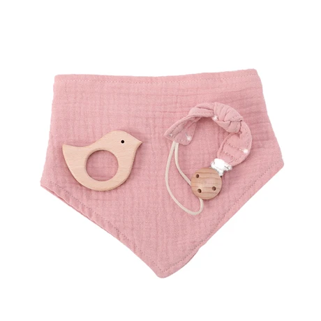 Pink set Детские нагрудники, шарф, хлопковое треугольное полотенце для малышей, слюнявчик, полотенце, соска, клипса, цепь, зимний шарф с кисточками, Товары для малышей 0-12 месяцев - Цвет: Pink set