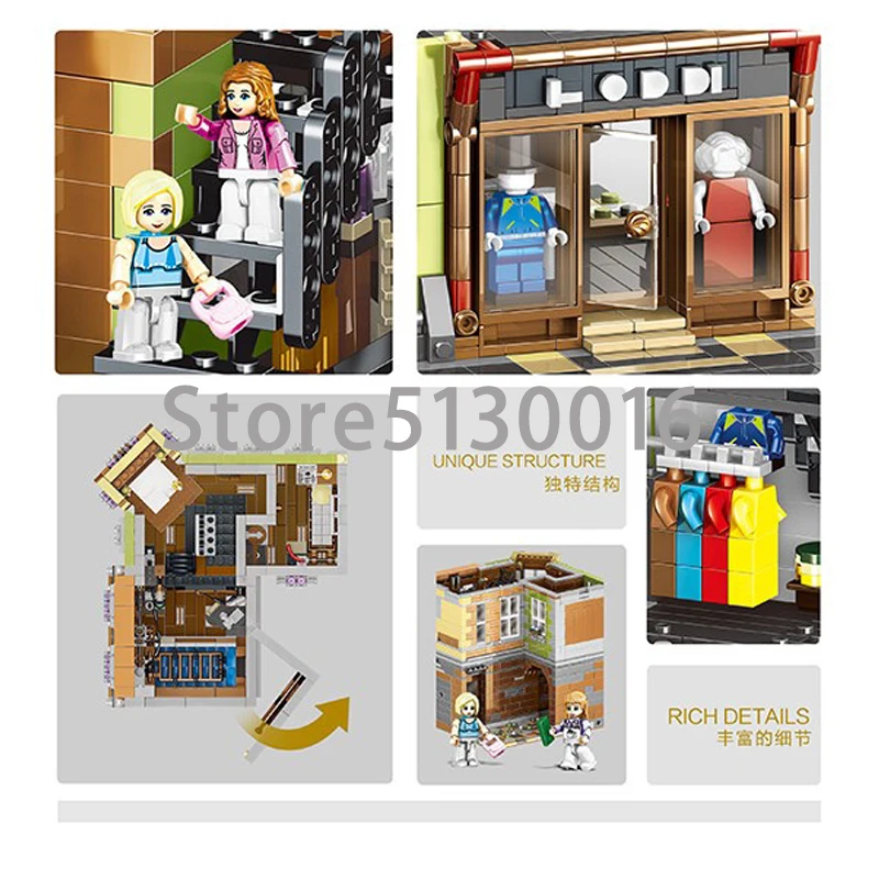 ql0919 MOC 3474 шт серия City Streetview набор для строительства углового торгового центра Детские кубики ql0922 ql0920