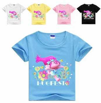 

2-16Y 2020 Summer Trolls Fashion Clothes T-shirts for Girls Tees Jersey Kids Casual Clothes Teenagers Boys Funny Clothing Top