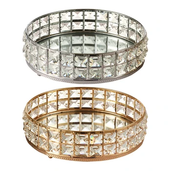 

Modern Mirrored Crystal Makeup Storage Tray Tray Bedroom Decor Dresser Case