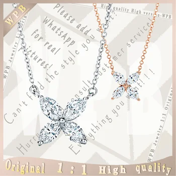 

WPB100%925Necklaces high quality version TIF N original 1:1 "Four Sparkling Petals Pendant" Women Necklaces