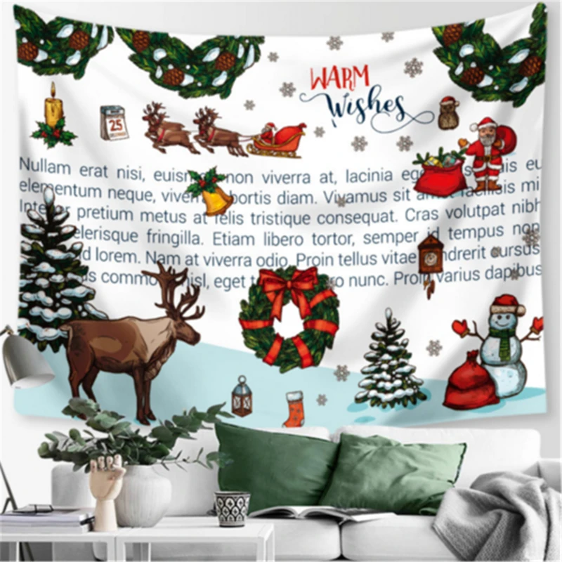 A Hippies Merry Christmas Tapestry Wall Valance Hanging Cloth Christmas Decorations For Home Tapestries Decor - Цвет: A