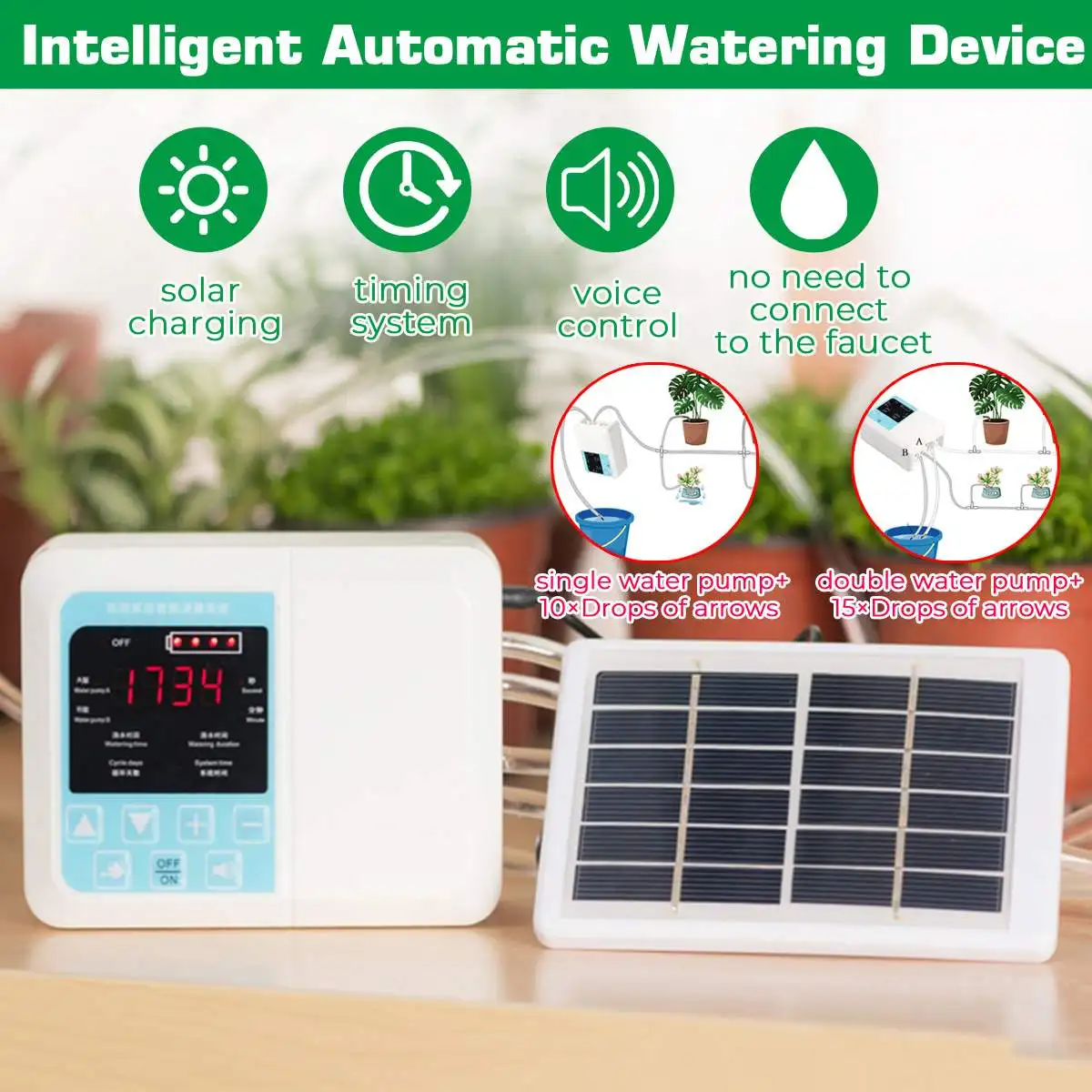 Solar Automatic Watering Device Garten Topfpflanze Tropfbewässerung Time
