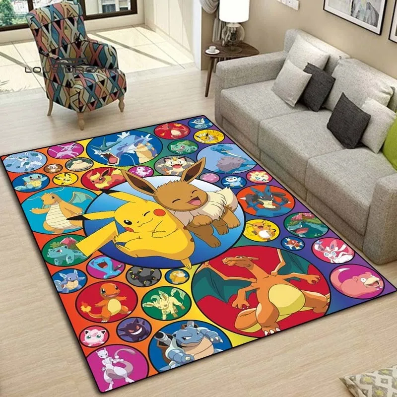 Pokemon Rugs and carpets for home living room Bedroom entrance Large area soft carpet 3D Fashion Cartoon Pikachu decoration mat | Дом и сад