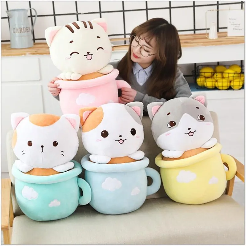 Милые плюшевые игрушки для кошек с одеялом, мягкие животные, кукла, плюшевая подушка, украшение дома, подарки на Рождество и День святого Валентина