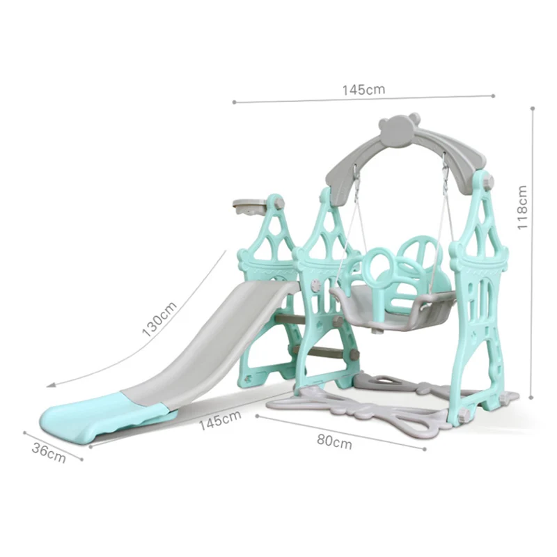 New Arrivals Plastic Kids Slides and Swing Child Home Playground Plastic Slides Indoor Eco-friendly Slider with Swing Basket