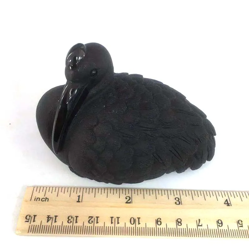 Grus japonensis скульптуры натуральный черный обсидиан резной камень фигурка животного для дома фэншуй офисный Декор натуральный камень подарок