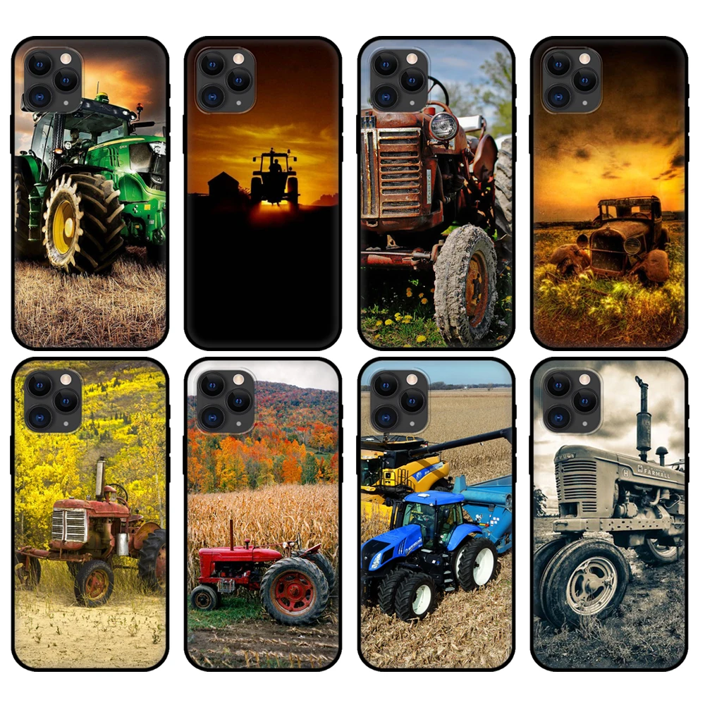 Custodia In Tpu Nera Per Iphone 5 5S Se 6 6S 7 8 Plus X 10 Cover Per Iphone Xr Xs 11 Pro Max Case Trattore Agricolo