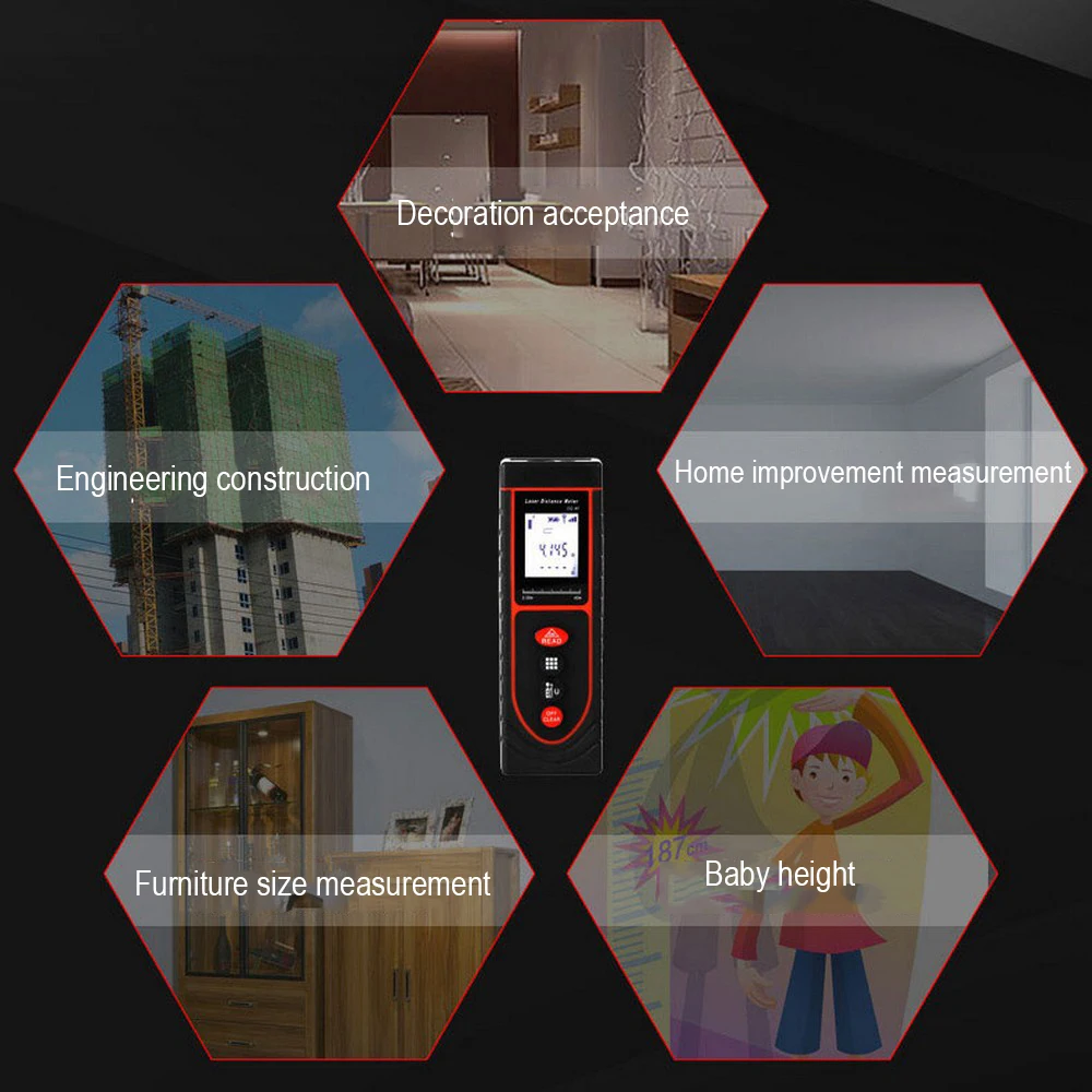40m 50m 60m Laser Rangefinder Distance Meter Laser Distance Meter Digital Laser Tape Range Finder Build Measure laser ruler 40m 50m 60m Laser Rangefinder Distance Meter Laser Distance Meter Digital Laser Tape Range Finder Build Measure laser ruler