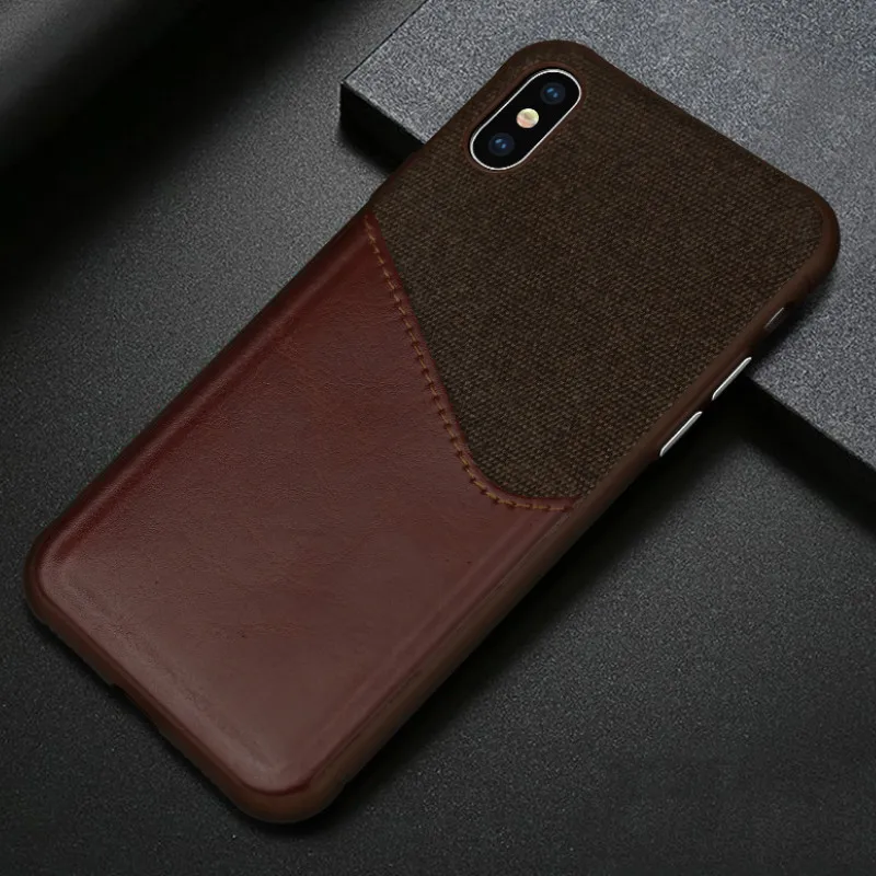 Тканевый кожаный чехол для телефона для Iphone 8 7 XR X XS 11 Max задняя крышка для samsung S10 S9 чехол для huawei P30 Mate20 с держатель для карт - Цвет: Brown