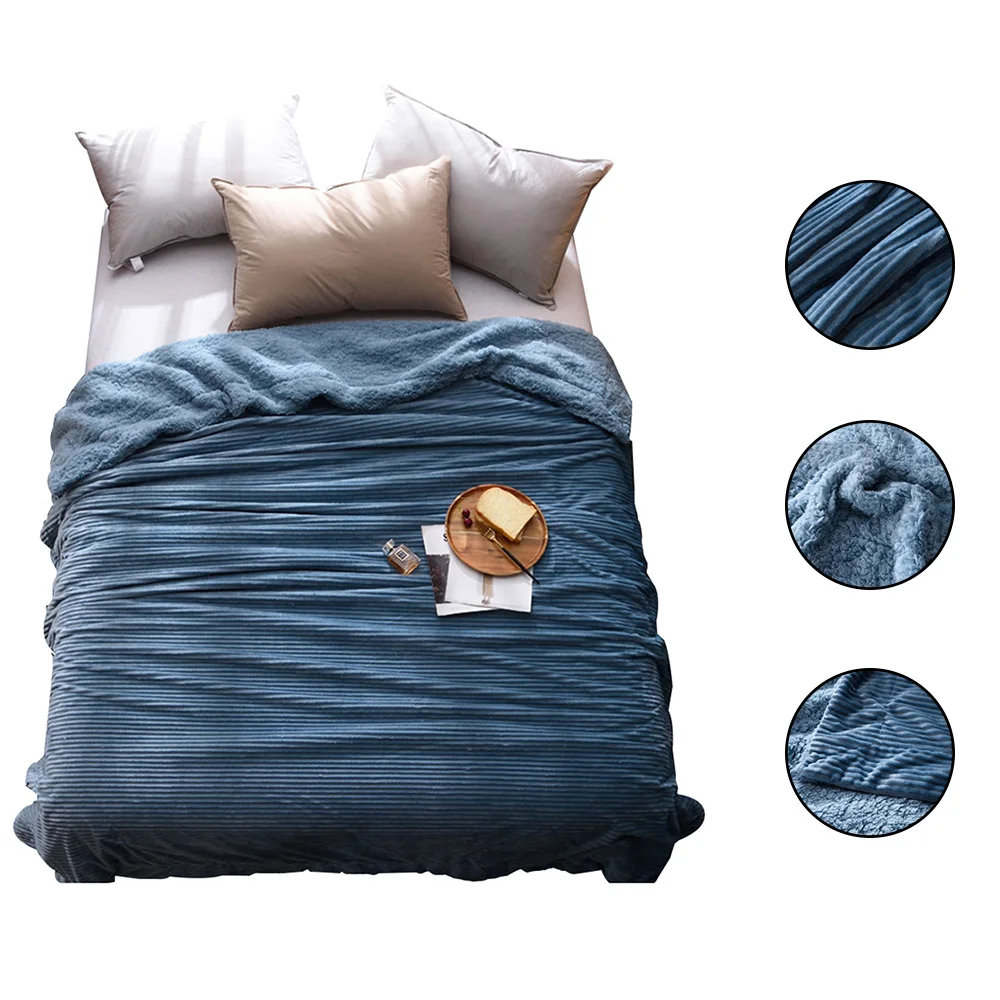 Double Side Flannel Fleece Blanket Winter Adult Soft Thick Sherpa Throw Blanket for Sofa Bed Couch 150*200cm