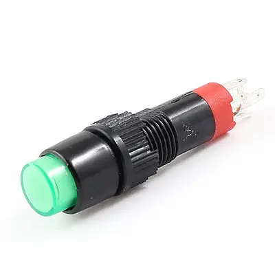 

DC 24V SPDT 5Pin Soldering Momentary Green Lamp Press Round Push Button Switch