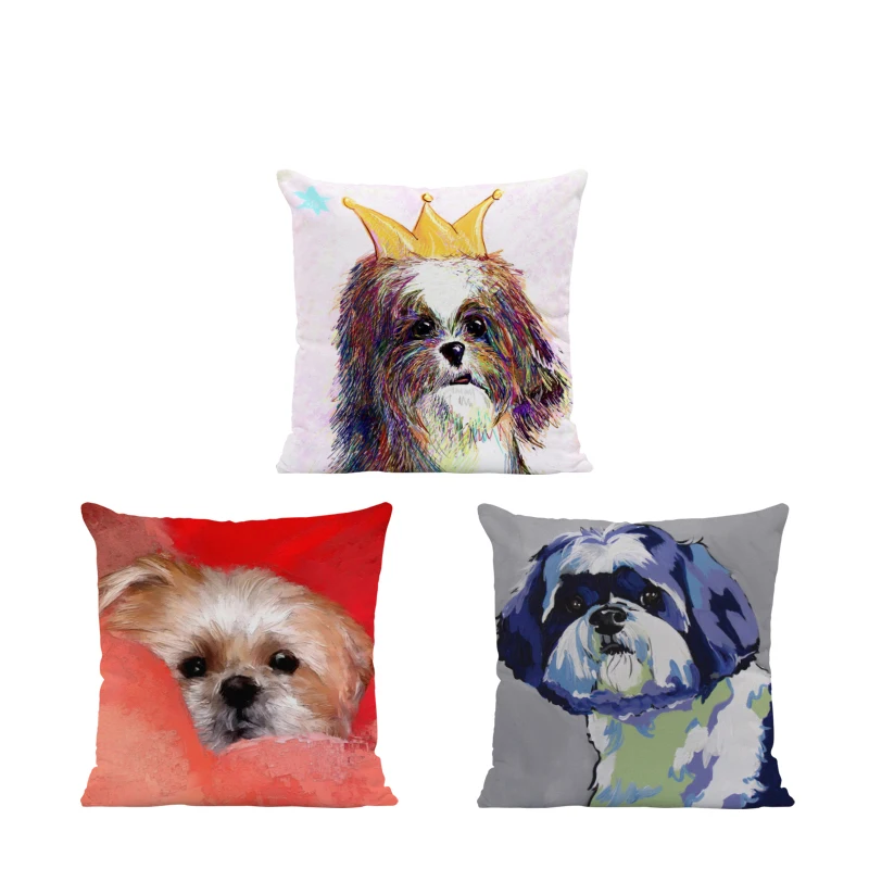 Модная окрашенная Shih Tzu игра Спящая Daze посетить парк ловить Hid мультфильм 45X45 см бархатная декоративная подушка для дивана крышка