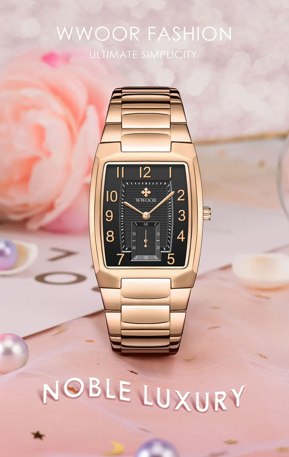 WWOOR New Gold Watch Women Watch Square Ladies Creative Steel Women's Bracelet Watches Female Waterproof Clock Relogio Feminino