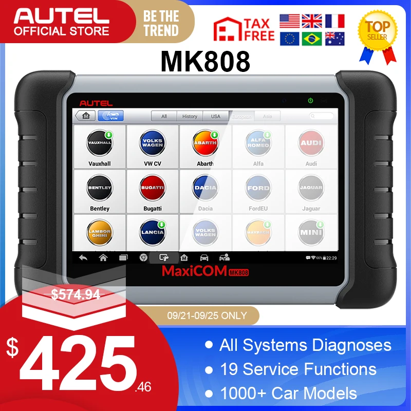

Autel Original MaxiCOM MK808 Diagnostic Tool 7-inch LCD Touch Screen Swift Diagnosis Functions of EPB/IMMO/DPF/SAS/TMPS and More