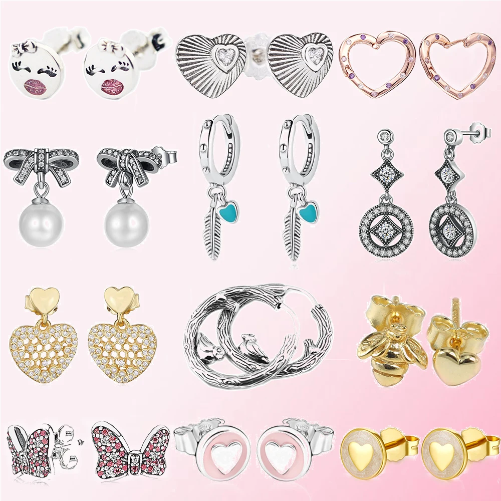 925 пробы серебряные классические подлинные любовные серьги в виде пчел дамские очаровательные модные DIY Ювелирные изделия