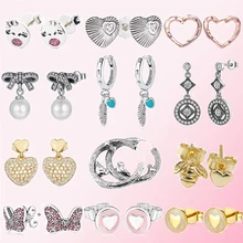 925 пробы серебряные классические подлинные любовные серьги в виде пчел дамские очаровательные модные DIY Ювелирные изделия