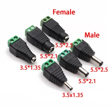 

50PCS male and female DC Power plug 5.5 x 2.1MM 5.5*2.5MM 3.5*1.35MM 12V 24V Jack Adapter Connector Plug CCTV 5.5x2.1 2.5 1.35