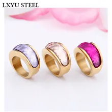 Роскошные женские обручальные кольца из нержавеющей стали 316L с кристаллами, кольца с цветным камнем для девушек и девушек, вечерние ювелирные изделия, подарки
