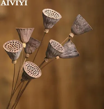 

Artificial Large Lotus Natural Dried Flowers Farmhouse Bouquet Dried Plants Branch Fall Decorations Floral for Party Home