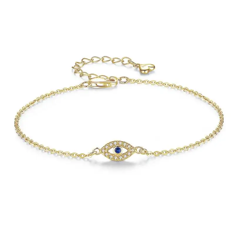 Yellow gold color TONGZHE, модные браслеты из серебра 925 пробы, CZ, сглаза, браслет, удача, Турция, ювелирные изделия для пар, браслеты для женщин, 3 цвета - Окраска металла: Yellow gold color