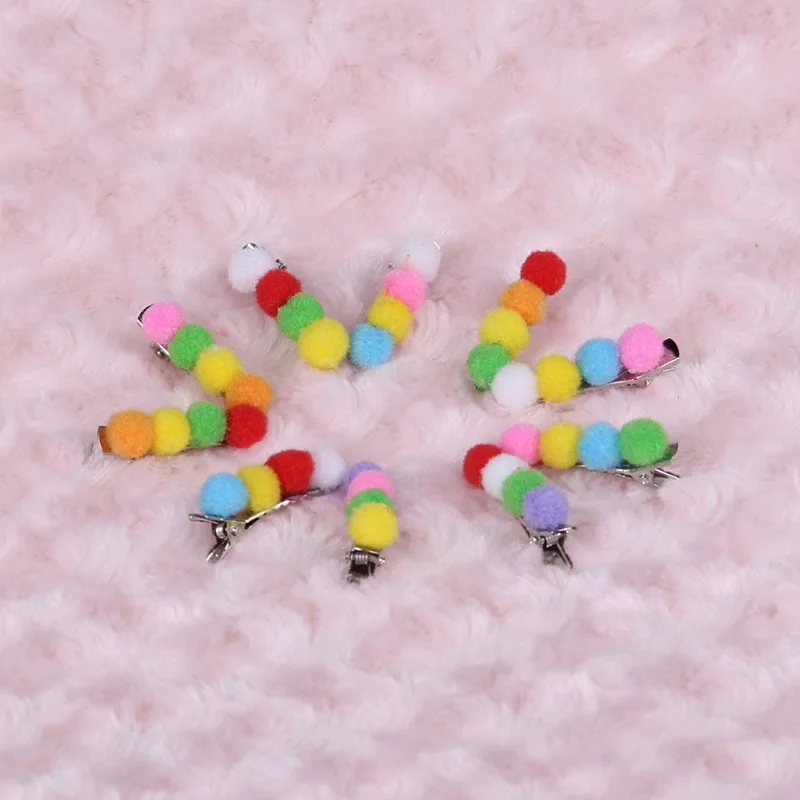 

2PCS Candy Color Dog Hairpin Lovely Hair Accessories Decorated with Small Balls