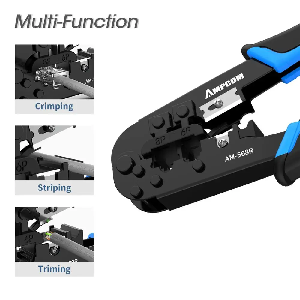 Ampcom rj45 щипцы RJ11 RJ45 обжимной инструмент сети Ethernet LAN Кабель Щипцы Резак для зачистки плоскогубцы для 6P 8 RJ-11/RJ-12 RJ-45