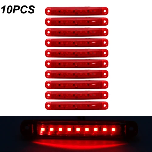 10pcs red 12/24V 9 SMD светодиодный красный+ белый+ желтый+ зеленый+ синий авто шины грузовик боковой габаритный фонарь СВЕТОДИОДНЫЙ трейлер светильник задняя сторона лампы - Цвет: 10pcs red