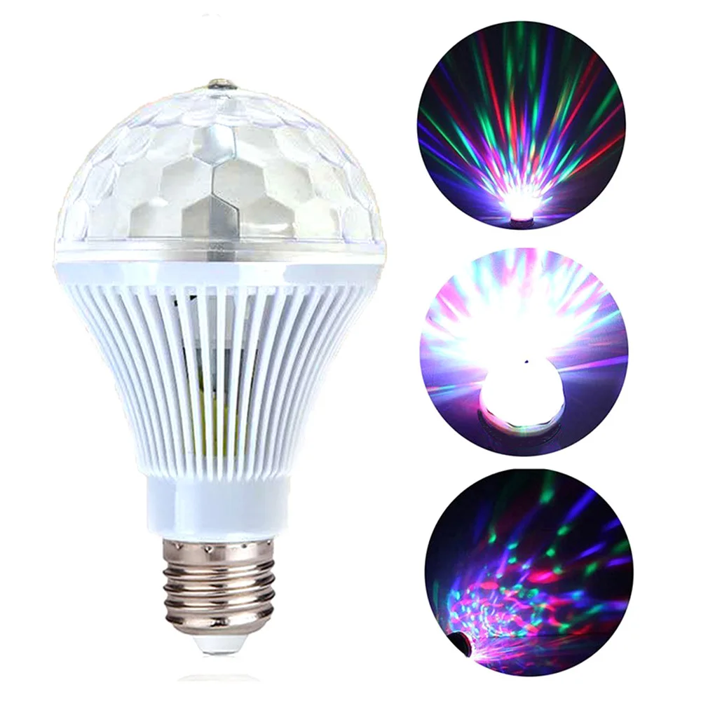 

Disco 3W E27 RGB Rotating Light LED Multicolor Strobe Bulb Stage Light Decor for Holiday Birthday Party Dance Auto Rotating
