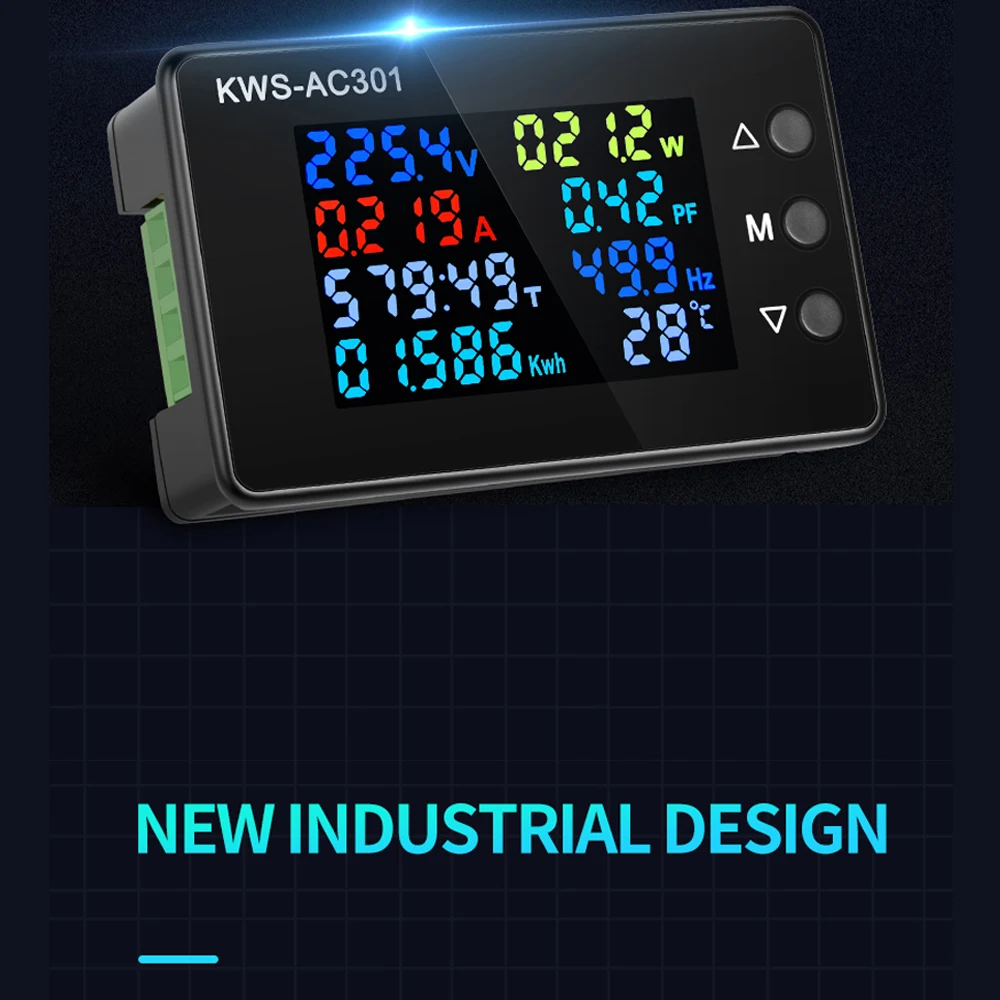 fuel flow meter KWS-AC301Voltage Voltmeter 8 in 1 AC Wattmeter 50-300V 0-100A Digital Ampermeter Electric Meter dedicated chip Power Detector digital ph meter