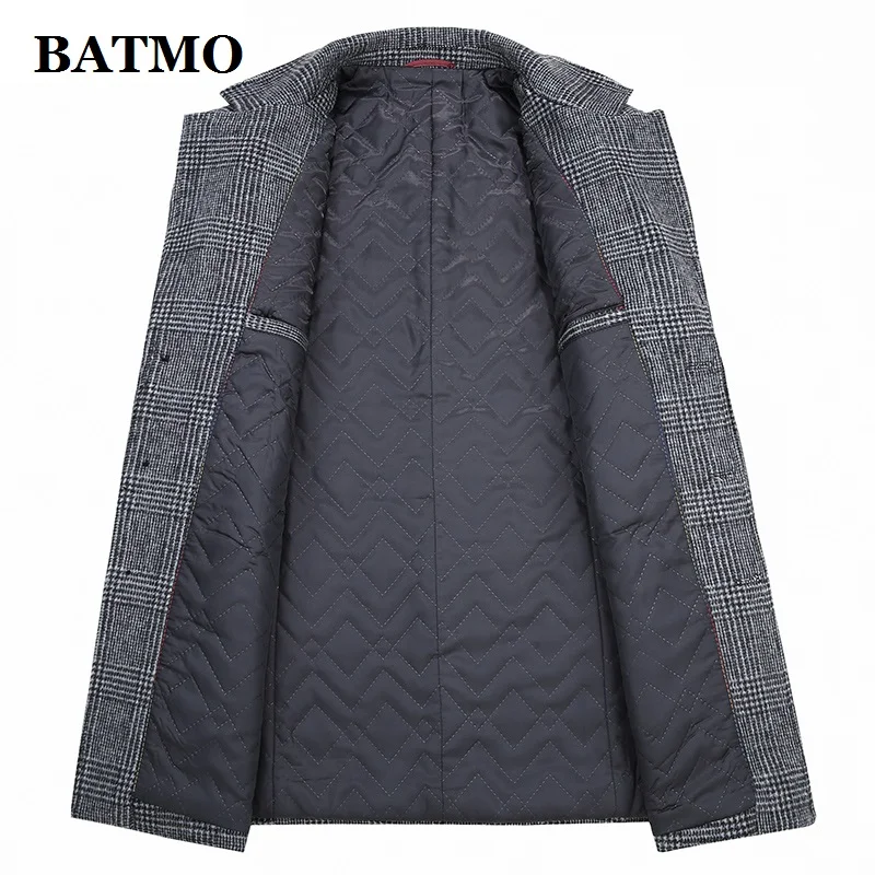 Batmo Новое поступление Зимняя шерстяная Толстая клетчатая Повседневная Тренч Мужская, Мужская зимняя теплая куртка, зимние куртки для мужчин 898