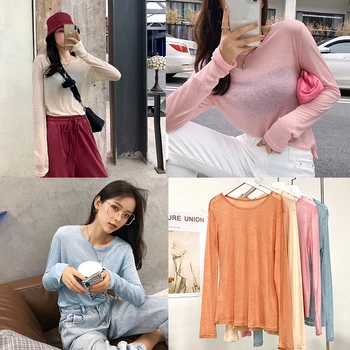 Женская Повседневная футболка MISHOW, базовая Однотонная футболка с длинным рукавом и круглым вырезом, MX20A3484, на лето, 2020