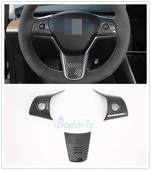 

For Tesla Model 3 2017 2018 2019 Carbon Fiber Color Interior Steering Wheel Trim Cover Car Styling Accessories