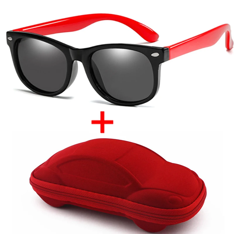 Nodare Дети поляризованных солнцезащитных очков для маленьких мальчиков и девочек силиконовый предохранительный детские солнцезащитные очки UV400 очки ребенок Защита Чехол - Цвет линз: black red