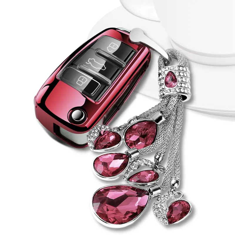 

New style hight quality soft TPU car key housing Case for Audi A8 A6 A3 Q3 Q7 R8 folding remote Keyless