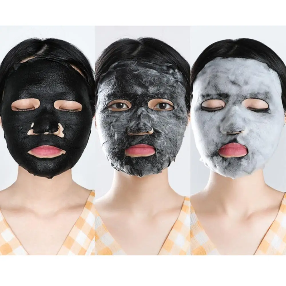 Korean Cosmetic Detox Oxygen Bubble Sheet Mask Moisturizing Black Skin Face Whitening Charcoal Care Bamboo Mask V6U8