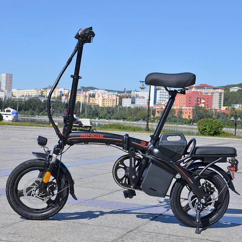 black 14 дюймов Портативный складной электрический велосипед 48V 12AH 240 Вт Мотор литий Батарея городская одежда для отдыха и для е-байка на пройденное расстояние в милях 45 км - Цвет: black