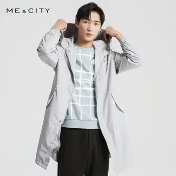 

Me&City Men autumn Casual Long Jacket Trench Coats Men Fashion Hooded Solid Warm Windbreaker Pocket Trench Jacket